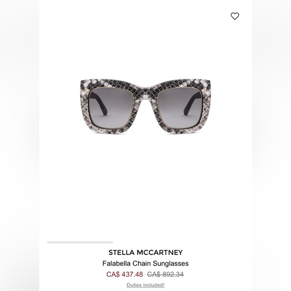 Stella McCartney Snake Skin Leopard Print Black White Square Sunglasses - Picture 5 of 5